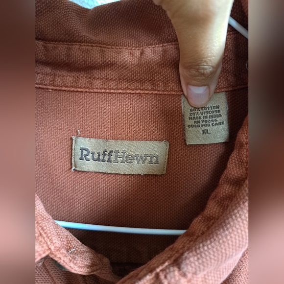 Men's Burnt Orange Ruff Hewn Long Sleeve Button Down Shirt - Picture 6 of 10